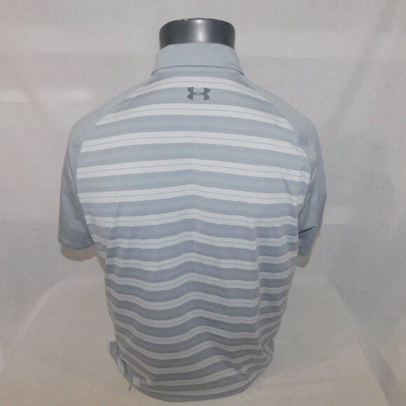 Under Armour Mens L Gray Striped Threadborne Boundless  golf Polo Shirt - Picture 6 of 9